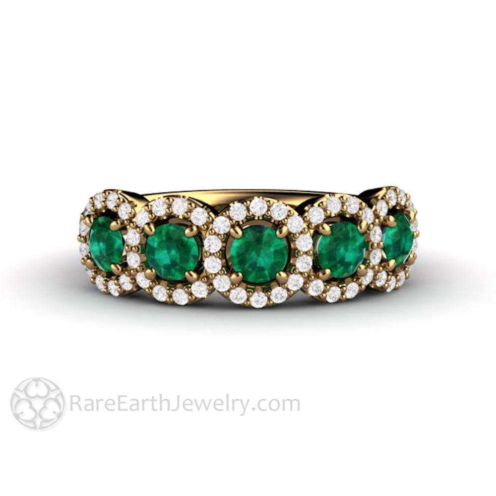 Natural Emerald and Diamond ring - Unique Wedding Ring - May Birthstone Band, Rare Earth Jewelry