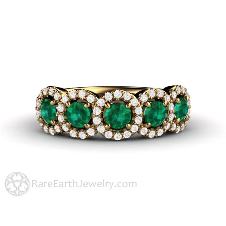 Natural Emerald and Diamond ring - Unique Wedding Ring - May Birthstone Band, Rare Earth Jewelry