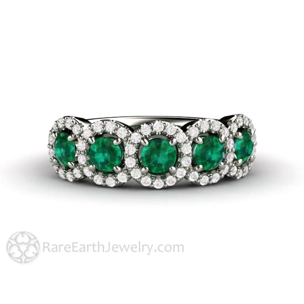 Natural Emerald and Diamond ring - Unique Wedding Ring - May Birthstone Band, Rare Earth Jewelry