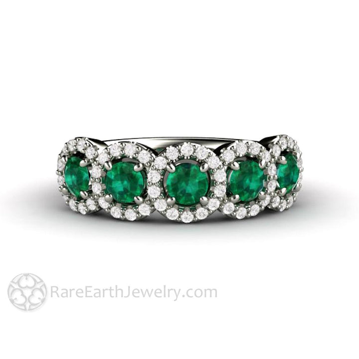 Natural Emerald and Diamond ring - Unique Wedding Ring - May Birthstone Band, Rare Earth Jewelry