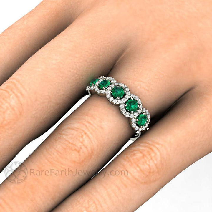 Natural Emerald and Diamond ring - Unique Wedding Ring - May Birthstone Band, Rare Earth Jewelry
