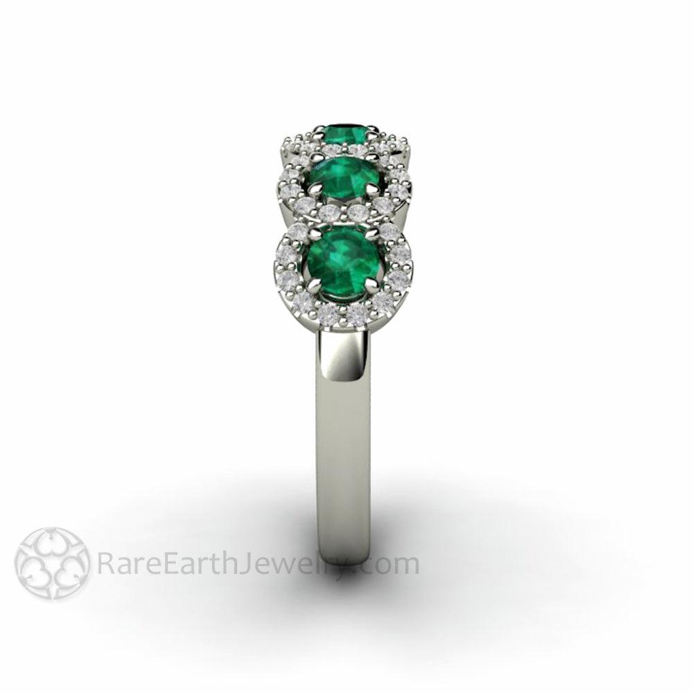 Natural Emerald and Diamond ring - Unique Wedding Ring - May Birthstone Band, Rare Earth Jewelry