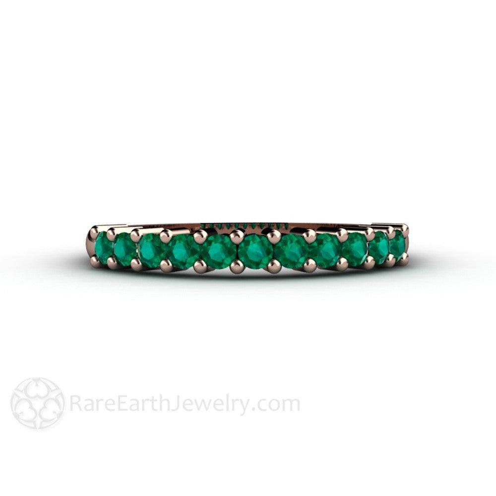 Natural Emerald Wedding Ring or Anniversary Band May Birthstone, Rare Earth Jewelry