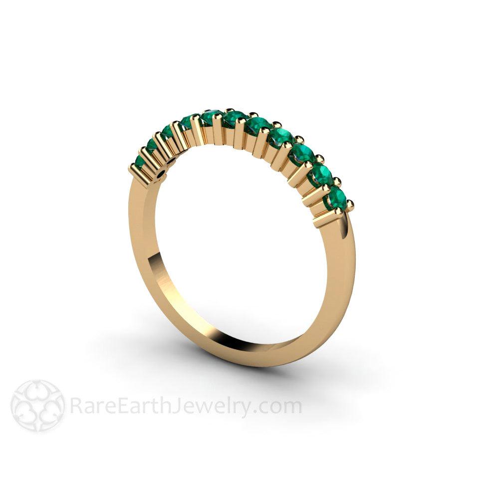 Natural Emerald Wedding Ring or Anniversary Band May Birthstone, Rare Earth Jewelry