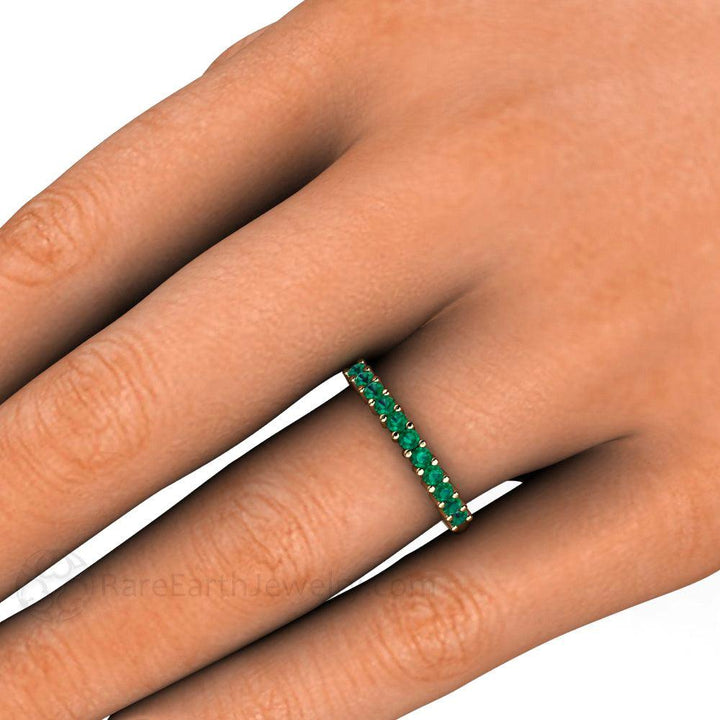 Natural Emerald Wedding Ring or Anniversary Band May Birthstone, Rare Earth Jewelry