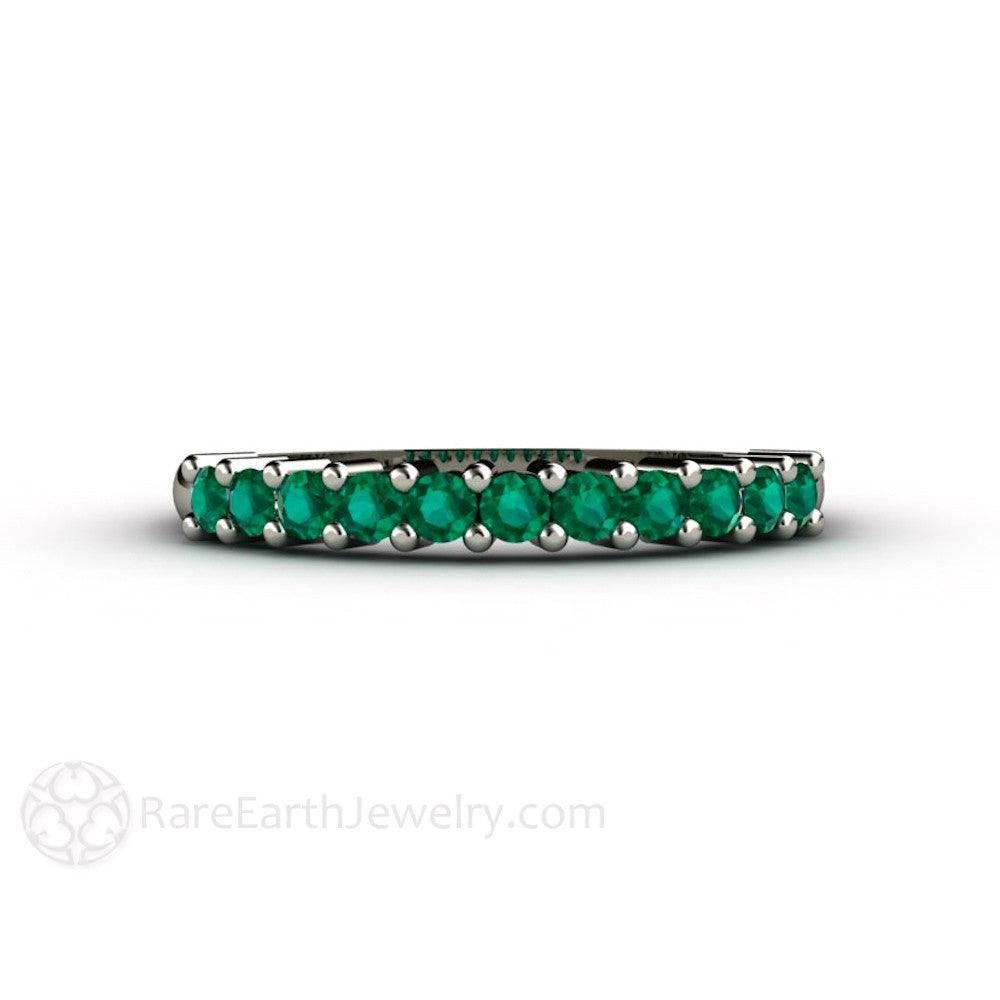 Natural Emerald Wedding Ring or Anniversary Band May Birthstone, Rare Earth Jewelry