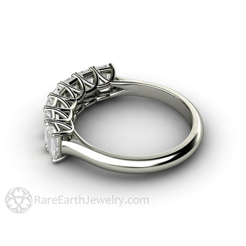 Emerald Cut Moissanite Anniversary Band or Wedding Ring Stackable, Rare Earth Jewelry
