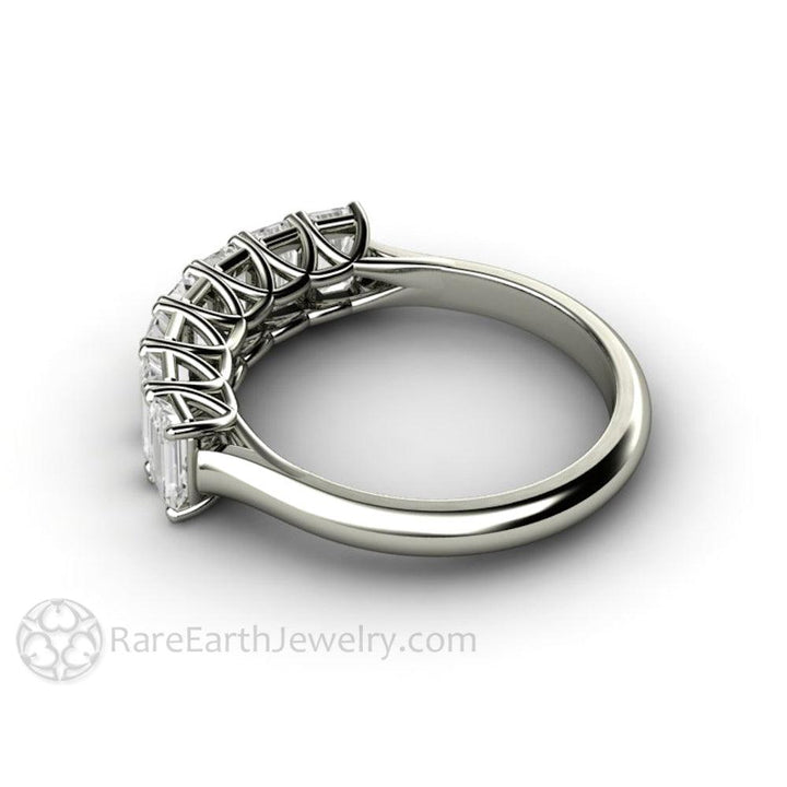 Emerald Cut Moissanite Anniversary Band or Wedding Ring Stackable, Rare Earth Jewelry