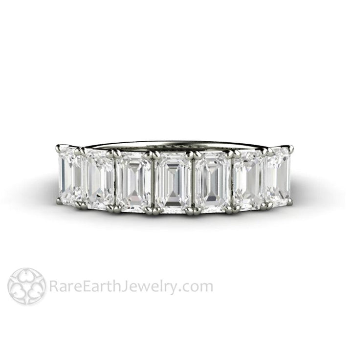 Emerald Cut Moissanite Anniversary Band or Wedding Ring Stackable, Rare Earth Jewelry