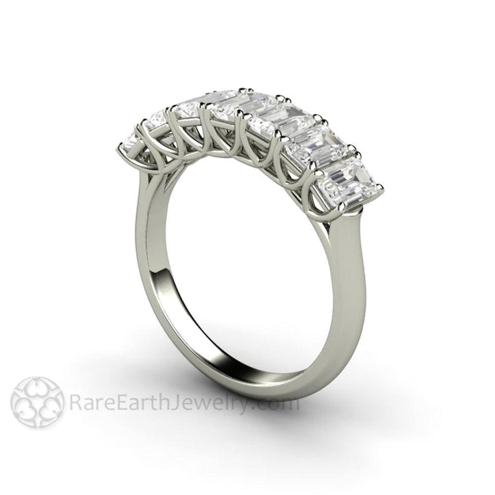 Emerald Cut Moissanite Anniversary Band or Wedding Ring Stackable, Rare Earth Jewelry