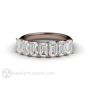 Emerald Cut Moissanite Anniversary Band or Wedding Ring Stackable - 14K Rose Gold - April - Band - Emerald Octagon - Rare Earth Jewelry