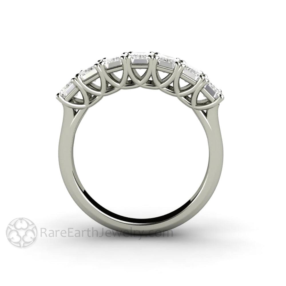 Emerald Cut Moissanite Anniversary Band or Wedding Ring Stackable, Rare Earth Jewelry