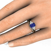 Emerald Cut Tanzanite Engagement Ring with Diamonds Platinum - Wedding Set - Rare Earth Jewelry