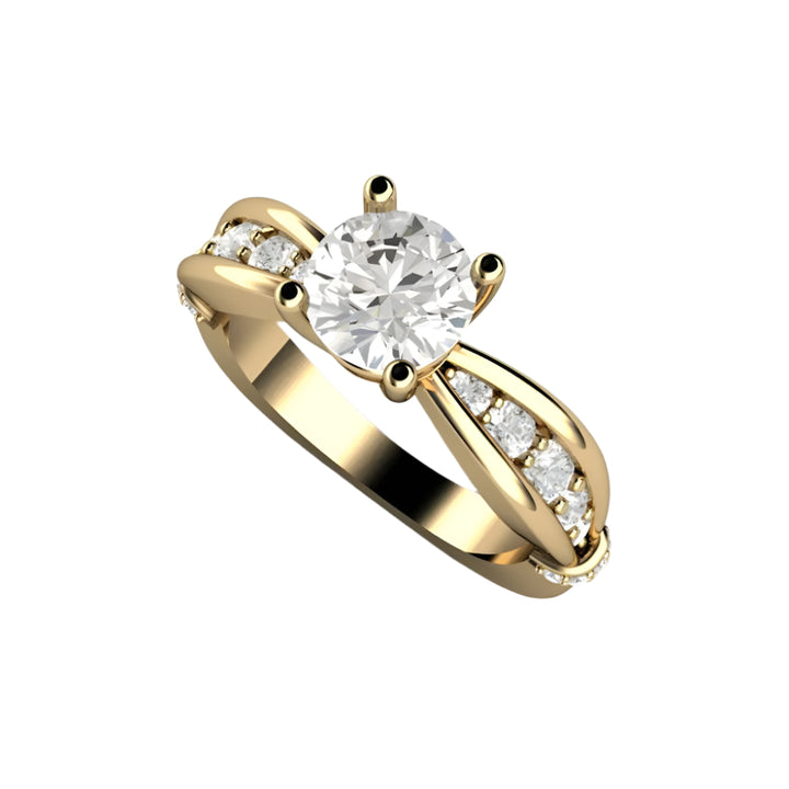 1ct Moissanite Solitaire Engagement Ring | Euro Shank with Diamond Accents, Rare Earth Jewelry