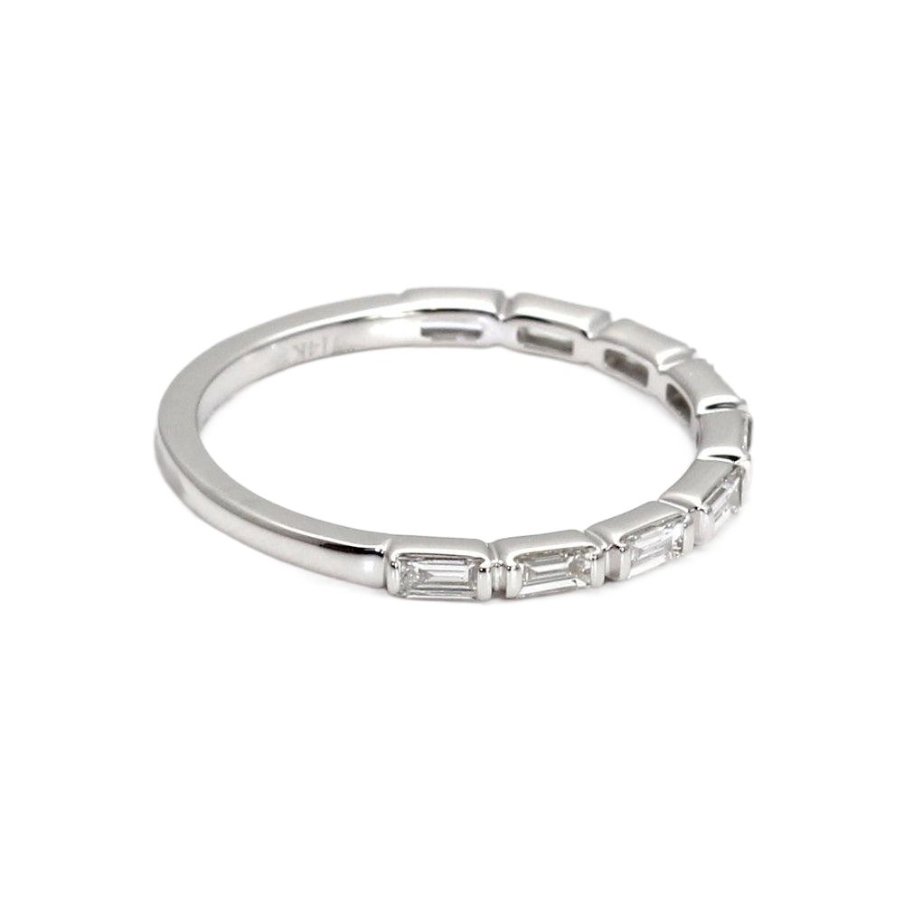 East West Diamond Baguette Band or Wedding Ring Stackable, Rare Earth Jewelry