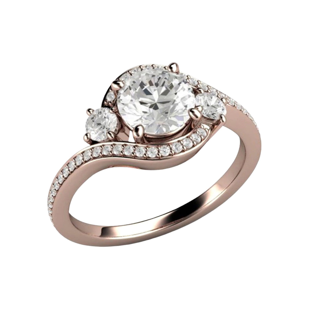 1ct Forever One Moissanite Engagement Ring Bypass Style Diamond Halo