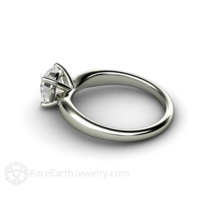 Forever One Moissanite Engagement Ring | Classic Solitaire with Tapered Band, Rare Earth Jewelry