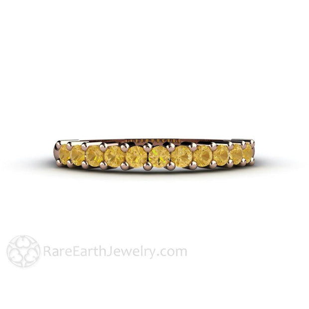 Golden Yellow Citrine Ring or November Birthstone Band Stackable 14K Rose Gold - Rare Earth Jewelry