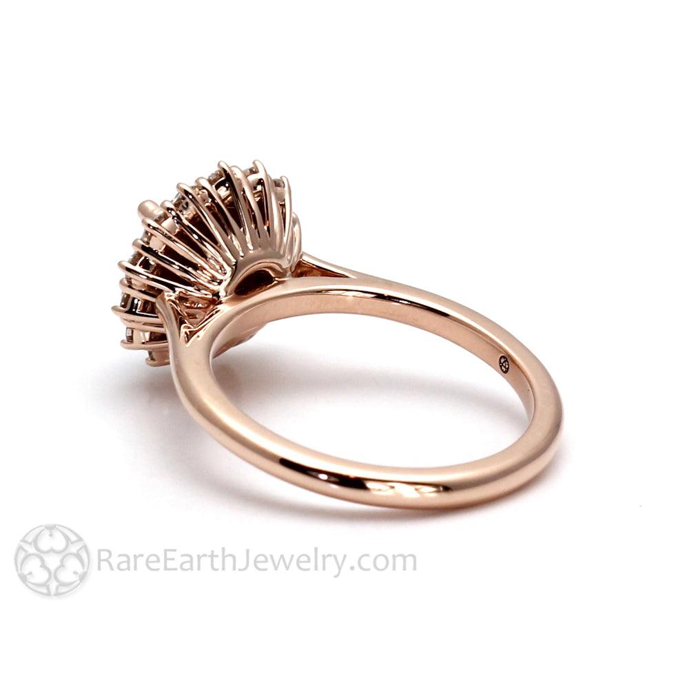 Gray Moissanite Engagement Ring | Vintage Style Diamond Halo, Rare Earth Jewelry