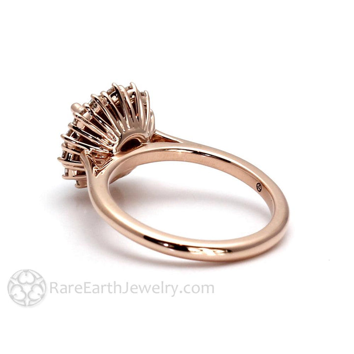 Gray Moissanite Engagement Ring | Vintage Style Diamond Halo, Rare Earth Jewelry
