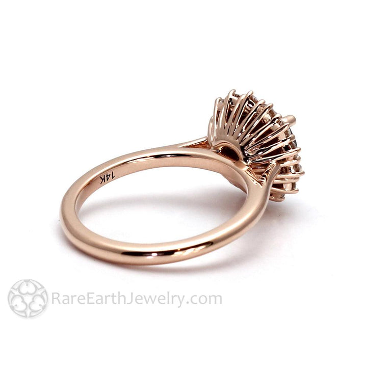 Gray Moissanite Engagement Ring | Vintage Style Diamond Halo, Rare Earth Jewelry