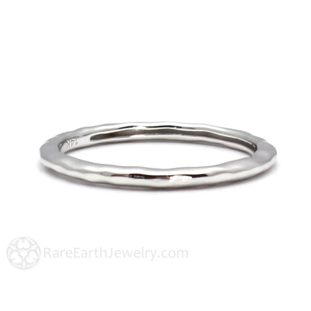 Hammered Finish Band Wedding Ring Stackable 14K 18K Gold or Platinum, Rare Earth Jewelry