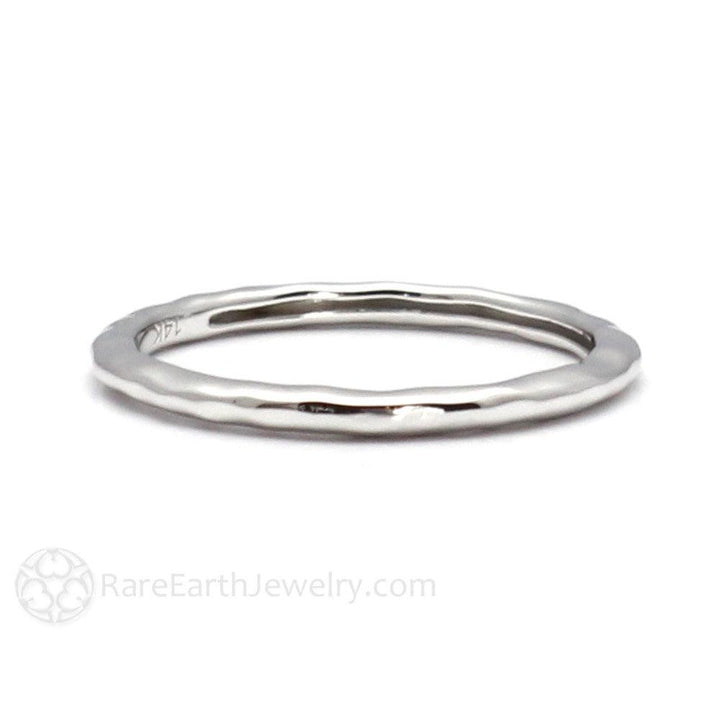 Hammered Finish Band Wedding Ring Stackable 14K 18K Gold or Platinum, Rare Earth Jewelry