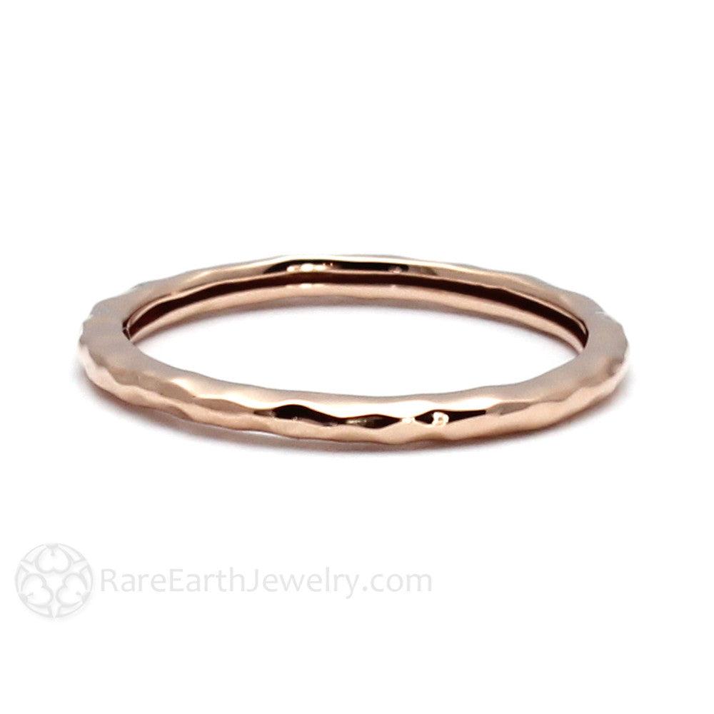 Hammered Finish Band Wedding Ring Stackable 14K 18K Gold or Platinum, Rare Earth Jewelry