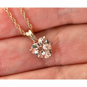 Heart Cut Morganite Necklace in 14K Gold Peach Pink Pendant 14K Rose Gold - Rare Earth Jewelry