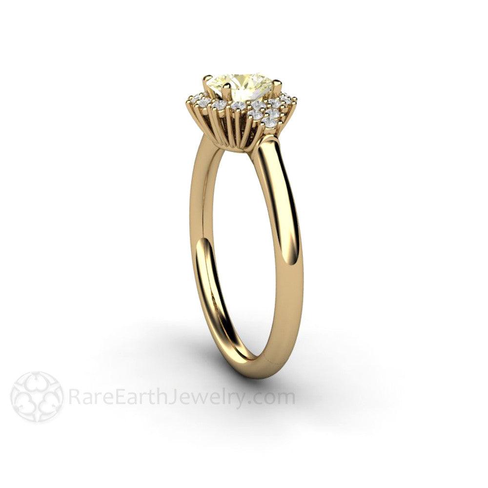 Lemon Yellow Sapphire Engagement Ring | Vintage Cluster with Diamond Accents, Rare Earth Jewelry
