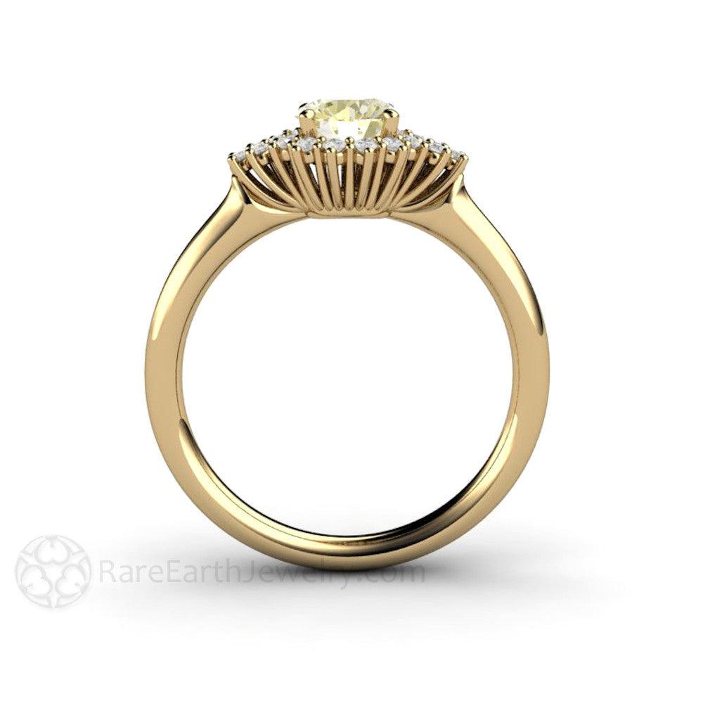 Lemon Yellow Sapphire Engagement Ring | Vintage Cluster with Diamond Accents, Rare Earth Jewelry