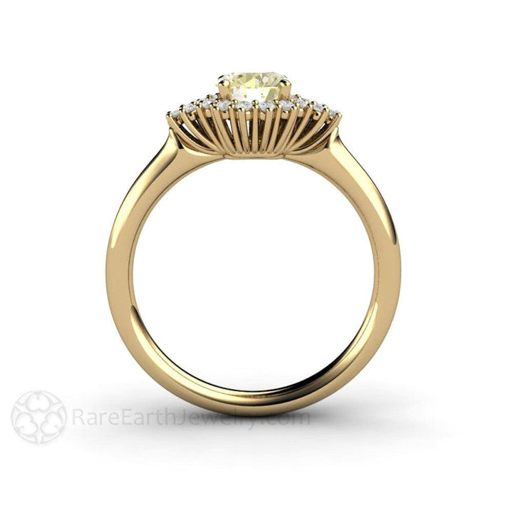 Lemon Yellow Sapphire Engagement Ring | Vintage Cluster with Diamond Accents, Rare Earth Jewelry