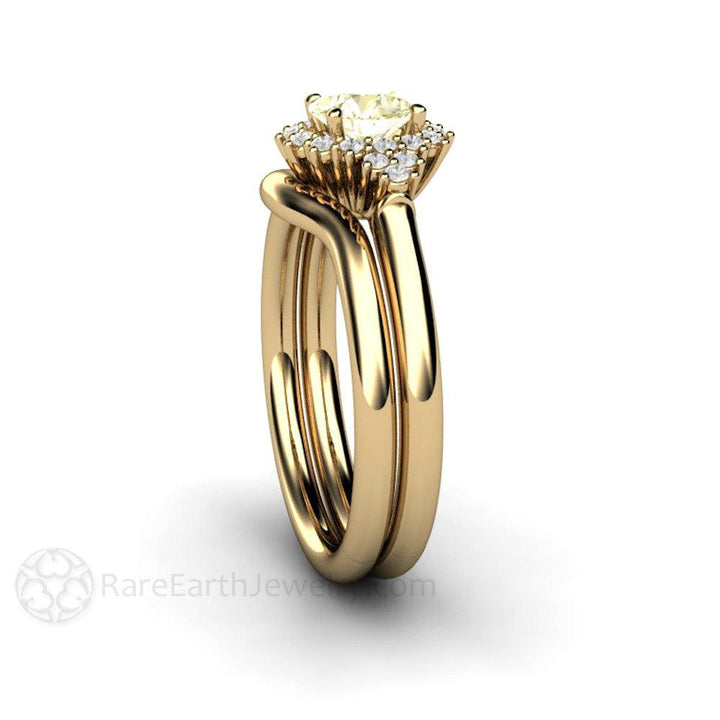 Lemon Yellow Sapphire Engagement Ring | Vintage Cluster with Diamond Accents, Rare Earth Jewelry