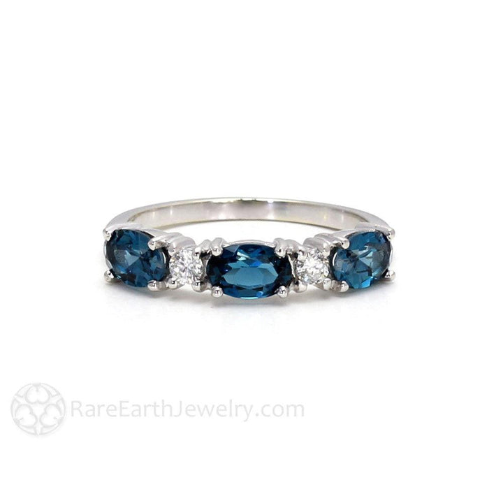 London Blue Topaz Ring | December Birthstone Anniversary Band, Rare Earth Jewelry