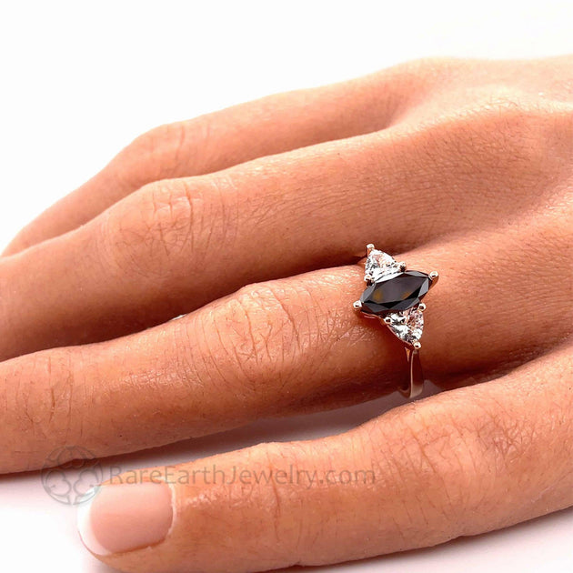 Marquise black discount diamond engagement ring