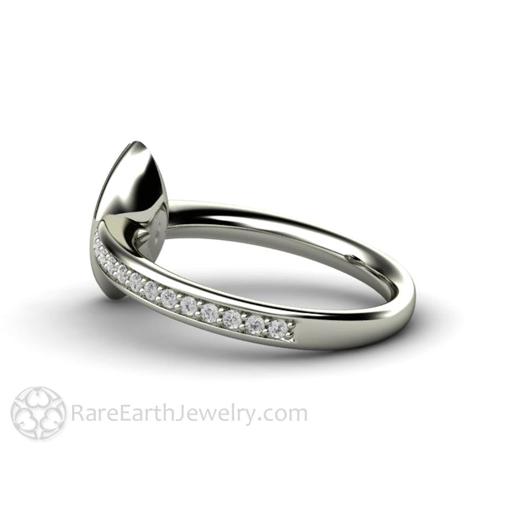 Marquise Moissanite Bezel Set Engagement Ring | Solitaire with Diamond Accents, Rare Earth Jewelry