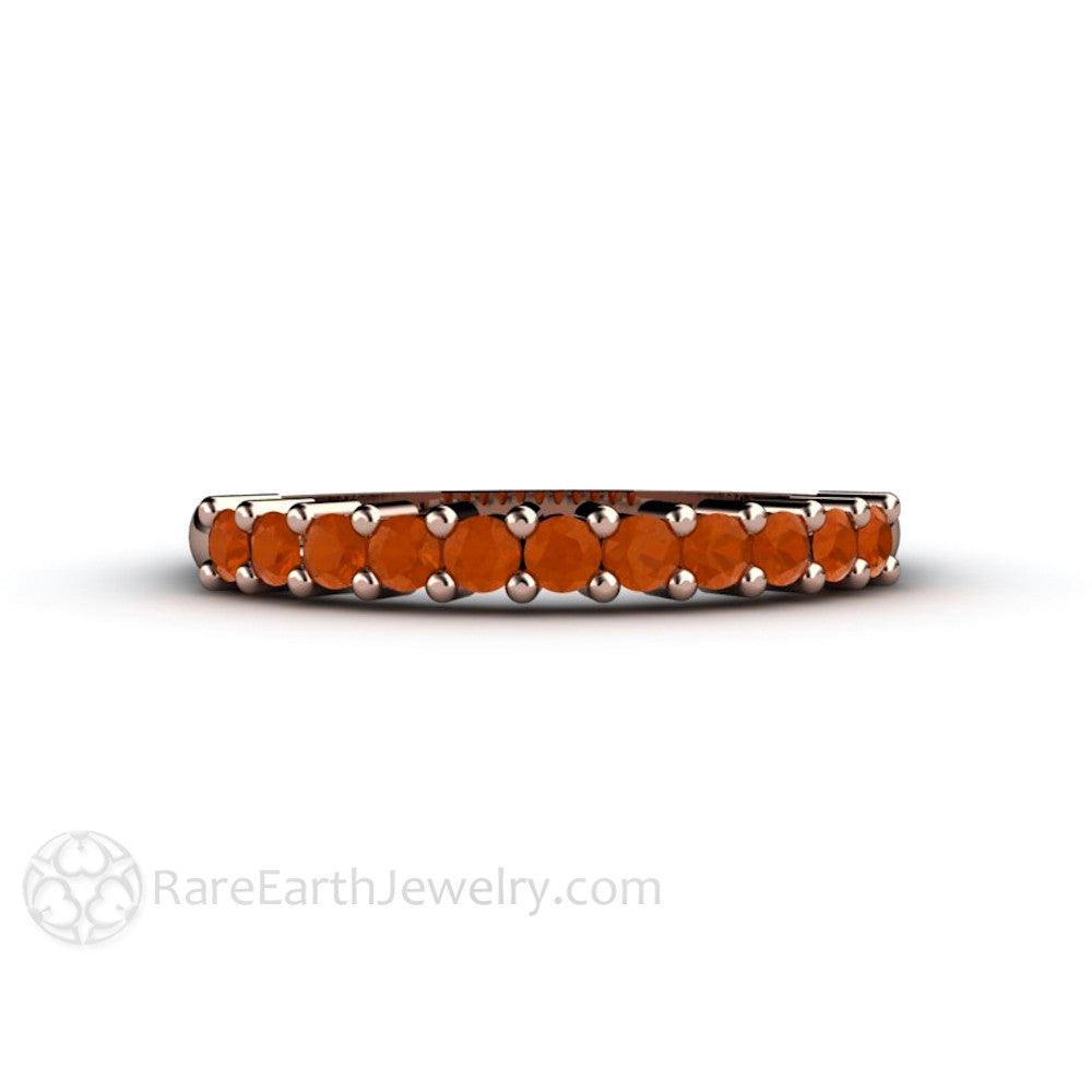 Mexican Fire Opal Stackable Ring | Orange Gemstone October Birthstone Band, Rare Earth Jewelry