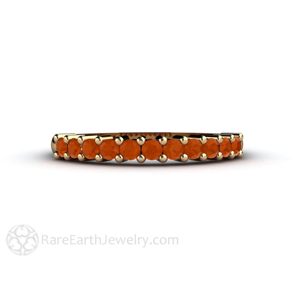 Mexican Fire Opal Stackable Ring | Orange Gemstone October Birthstone Band, Rare Earth Jewelry