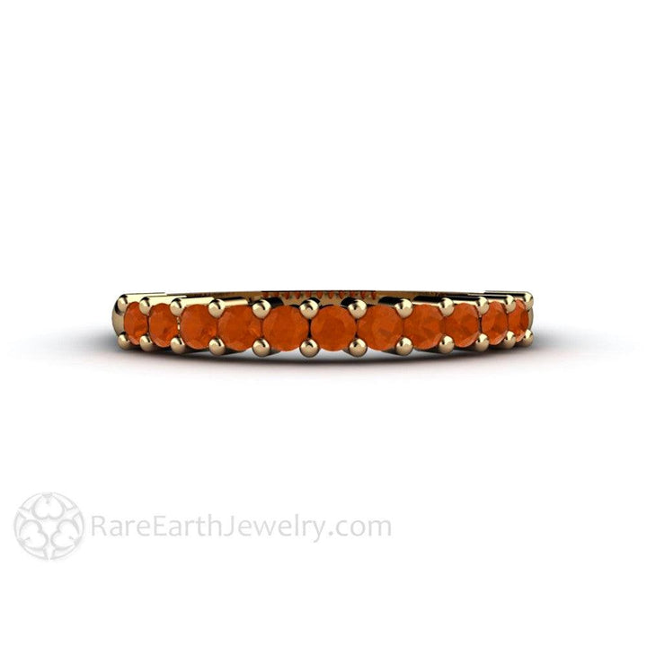 Mexican Fire Opal Stackable Ring | Orange Gemstone October Birthstone Band, Rare Earth Jewelry