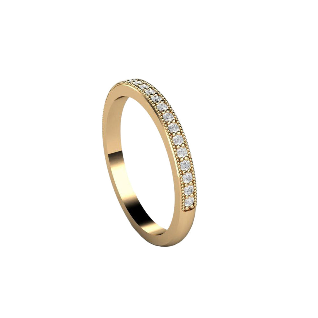 Vintage Style Diamond Wedding Ring with Milgrain, Rare Earth Jewelry