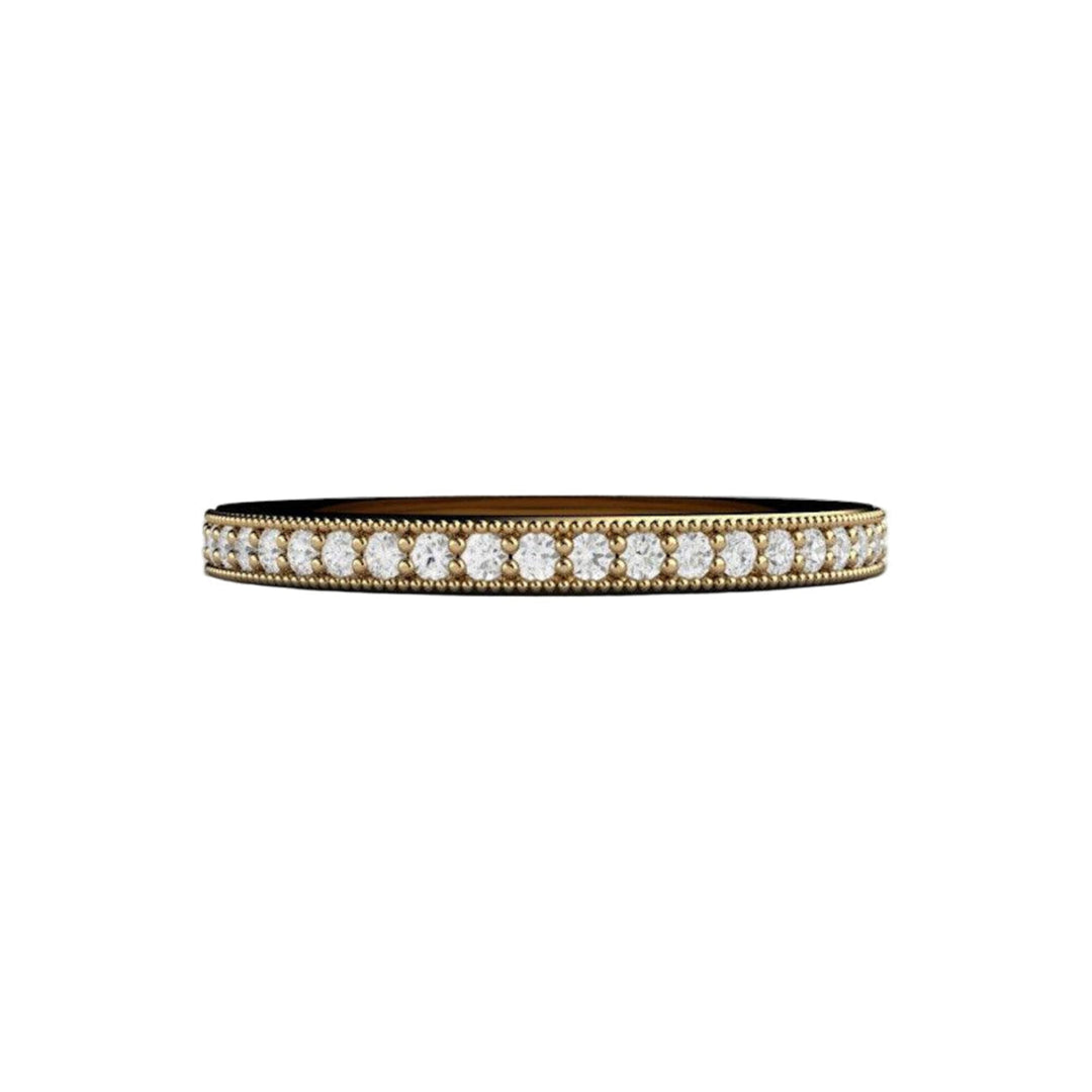 Vintage Style Diamond Wedding Ring with Milgrain, Rare Earth Jewelry