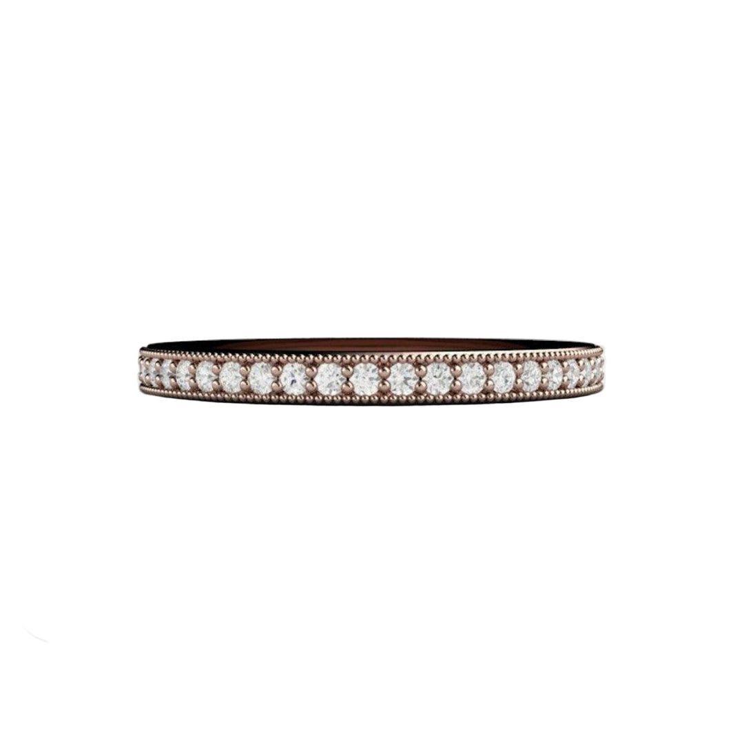 Vintage Style Diamond Wedding Ring with Milgrain, Rare Earth Jewelry