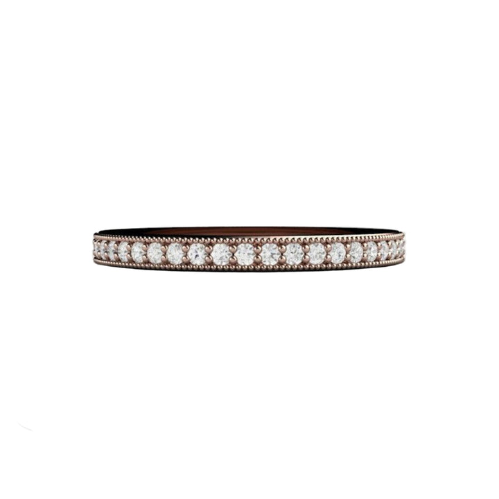 Vintage Style Diamond Wedding Ring with Milgrain, Rare Earth Jewelry