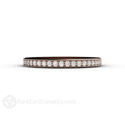 Milgrain Diamond Wedding Ring or Anniversary Band 14K Rose Gold - Rare Earth Jewelry