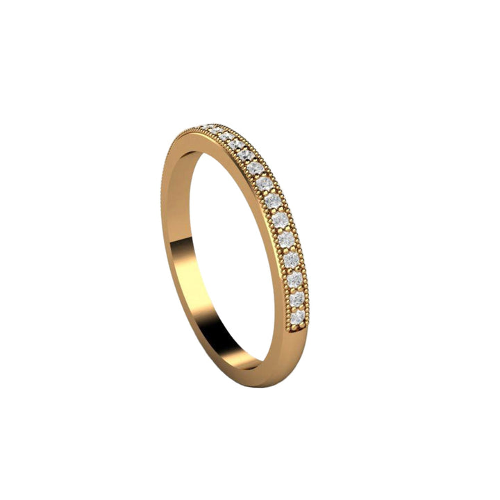 Vintage Style Diamond Wedding Ring with Milgrain, Rare Earth Jewelry