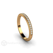Milgrain Diamond Wedding Ring or Anniversary Band 18K Yellow Gold - Rare Earth Jewelry