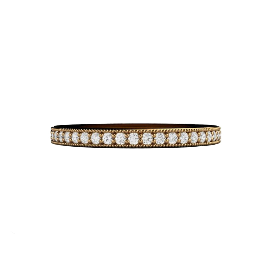 Vintage Style Diamond Wedding Ring with Milgrain, Rare Earth Jewelry