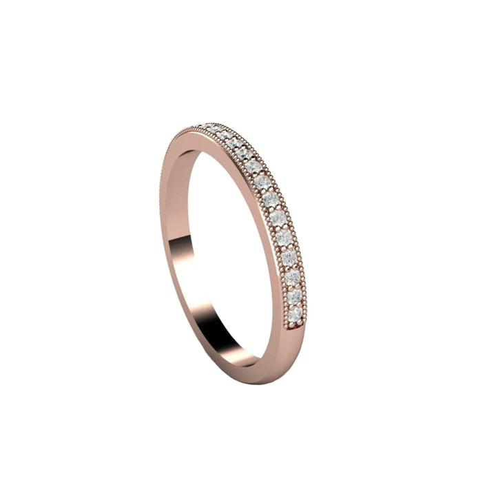 Vintage Style Diamond Wedding Ring with Milgrain, Rare Earth Jewelry