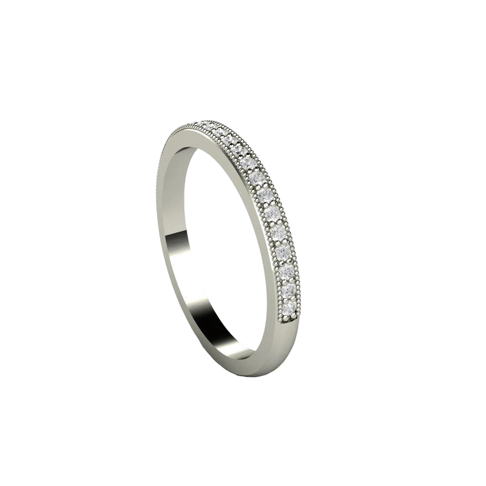 Vintage Style Diamond Wedding Ring with Milgrain, Rare Earth Jewelry