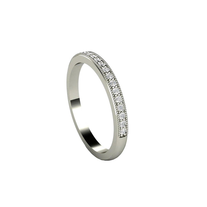 Vintage Style Diamond Wedding Ring with Milgrain, Rare Earth Jewelry